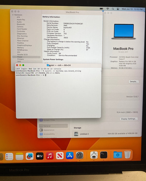 Apple MacBook Pro 15" 2017 i7-7820HQ Radeon Pro 560 GPU 16GB RAM 512GB SSD READ!