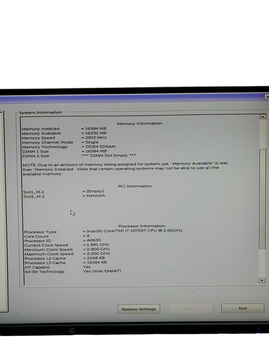 Dell OptiPlex USFF 5080 Intel Core i7-10700T 2GHz 16GB RAM NO-HDD/SSD