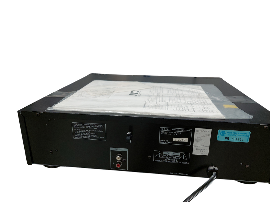 Sony 5 CD Disc Compact Disc Player Model: CDP-C225