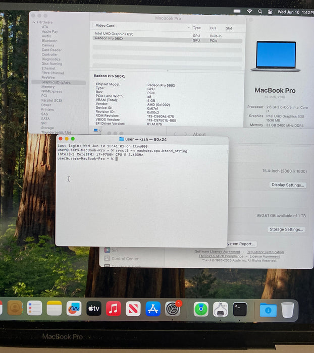 Apple MacBook Pro 15" 2019 i7-9750H Radeon Pro 560X 32GB RAM 1TB SSD READ!