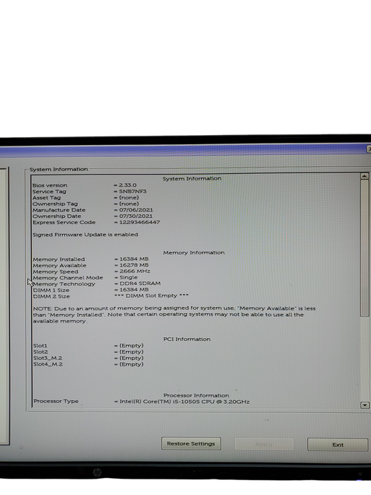 Dell OptiPlex 3080 SFF Intel Core i5-10500 16GB RAM NO-HDD/SSD