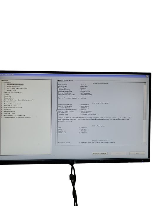 Dell OptiPlex 3080 SFF Intel Core i5-10500 16GB RAM NO-HDD/SSD
