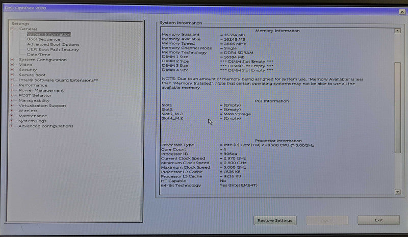 Dell OptiPlex 7070 SFF | i5-9500 @ 3.00GHz 6C, 16GB DDR4, 256GB NVMe, 2TB HDD