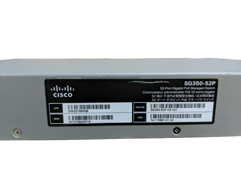 SG350-52P 52-Port Gigabit PoE Managed Switch