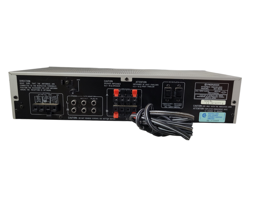 PIONEER SX-303 Stereo Receiver Vintage AC120V 60HZ