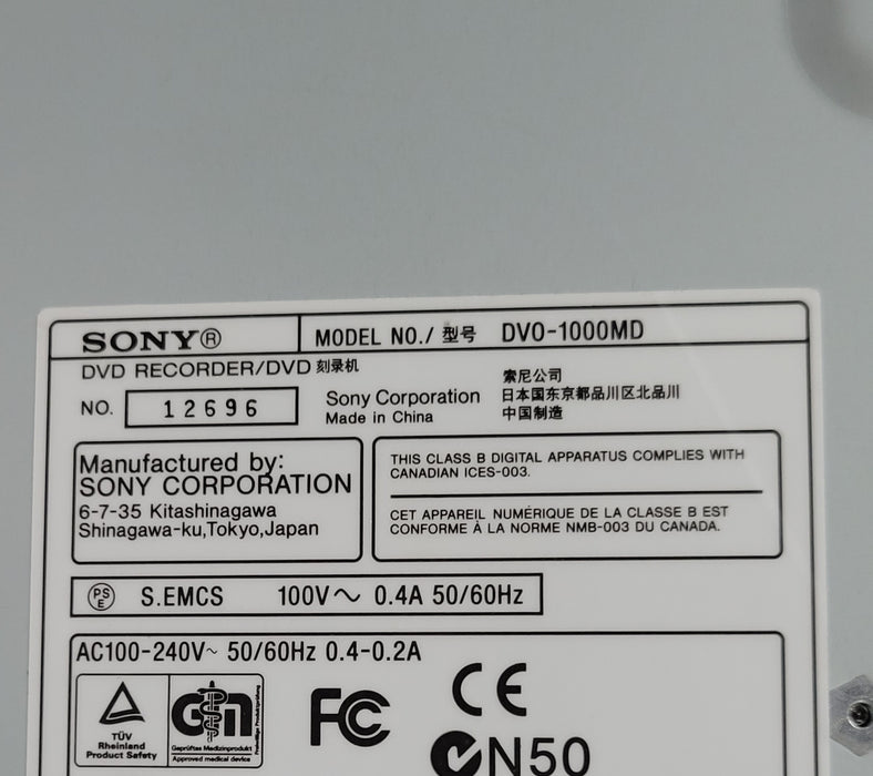 Sony DVD-1000MD DVD Recorder/DVD, No Remote, READ