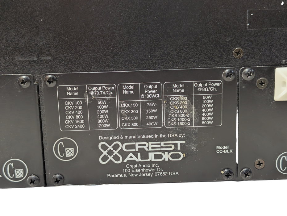 Crest Audio CKS1600-2 Professional Audio Power Amplifier 800W @ 8Ohms
