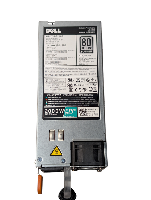 DELL PowerEdge 2000W Server PSU 0MVP7C for R730 R830 R740 R740 etc. C19 Plug