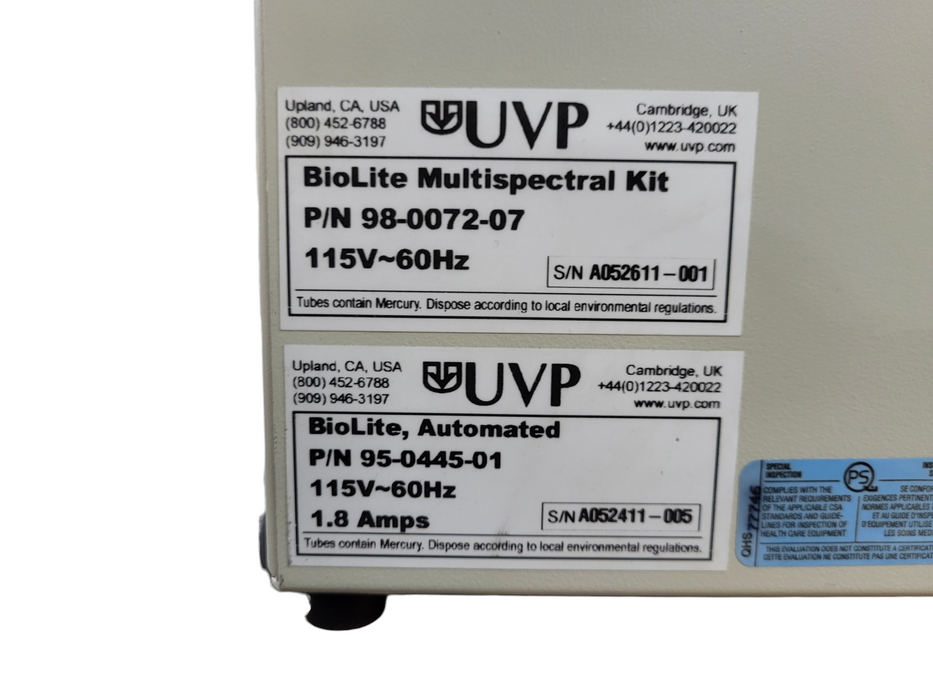UVP BioLite MultiSpectral KIt w/ Fiber Optic Lighting Ports 115V