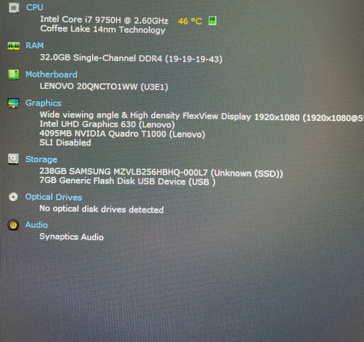 Lenovo ThinkPad P53 i7-9750H QUADRO T1000 4GB GPU 32GB RAM 256GB SSD