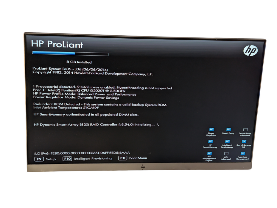 HP ProLiant MicroServer Gen8 Intel Pentium G2020T 8GB RAM 4x 2TB HDDs