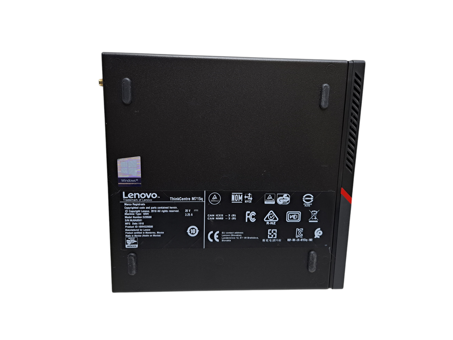 Lenovo ThinkCentre M715q | AMD Ryzen 5 PRO 2400GE, 8GB DDR4, 256GB NVMe, Wi-Fi
