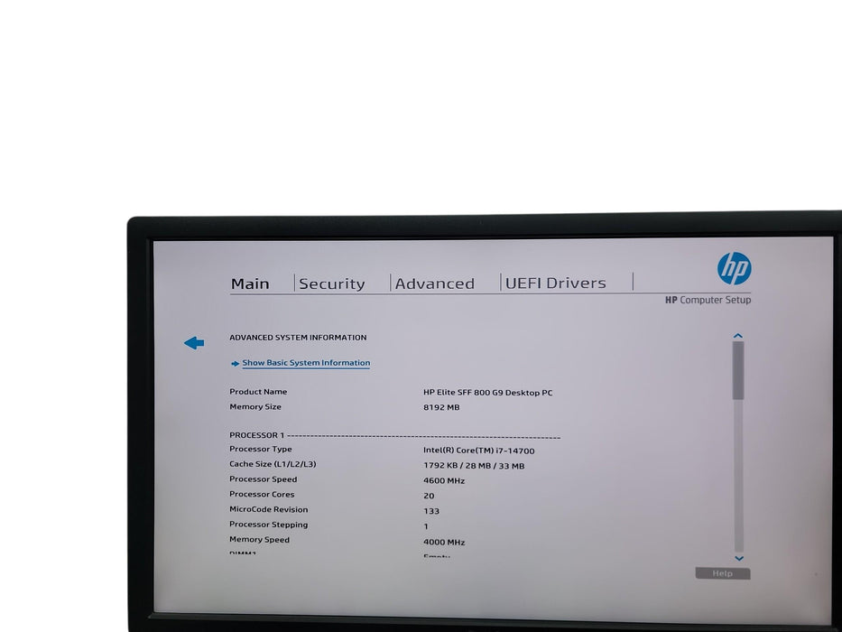 HP Elite SFF 800 G9 PC i7 -14700 8GB DDR5 Ram No HDD