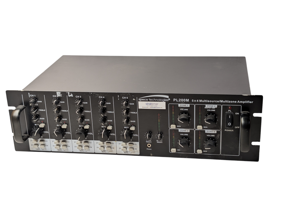 Speco Technologies PL200M 5x4 Multi Zone PA Audio Amplifier