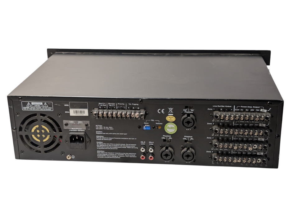 Speco Technologies PL200M 5x4 Multi Zone PA Audio Amplifier