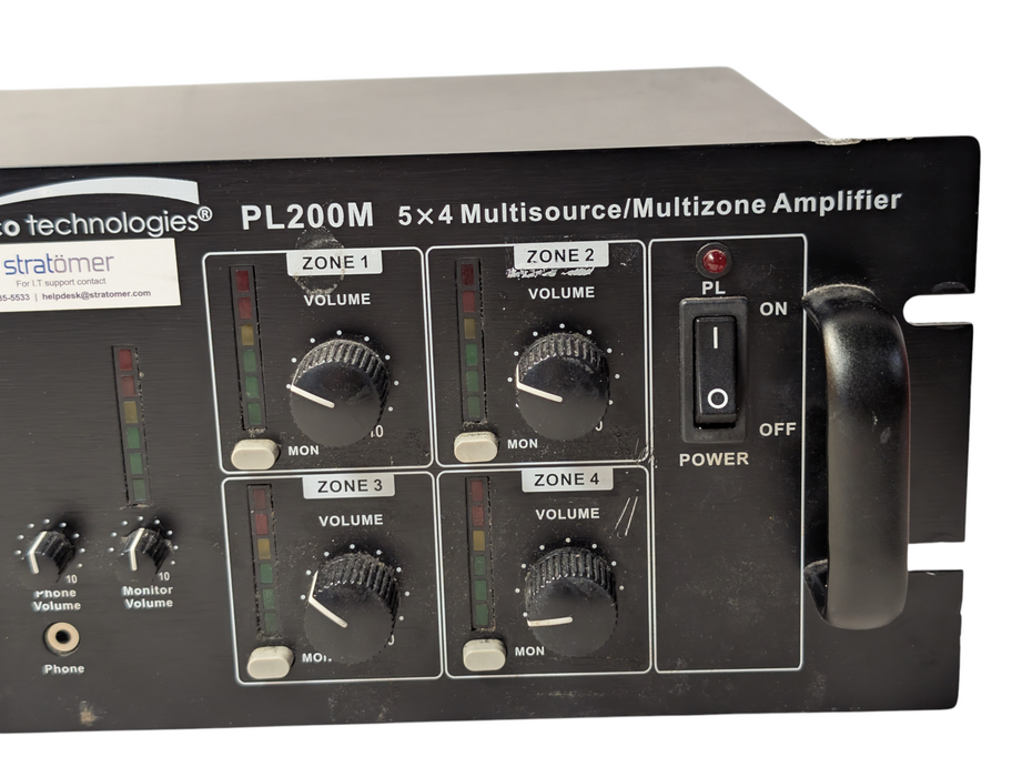 Speco Technologies PL200M 5x4 Multi Zone PA Audio Amplifier