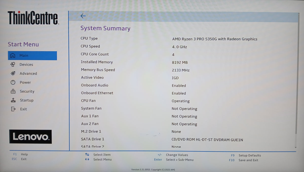 Lenovo ThinkCentre M75s Gen 2 w/ Ryzen 5 Pro 5350G 8GB RAM No HDD/SSD/NVME