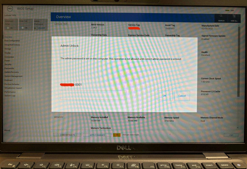 Dell Latitude 7420 i5-1145G7 16GB 256SSD BIOS Lock READ!  Lap200