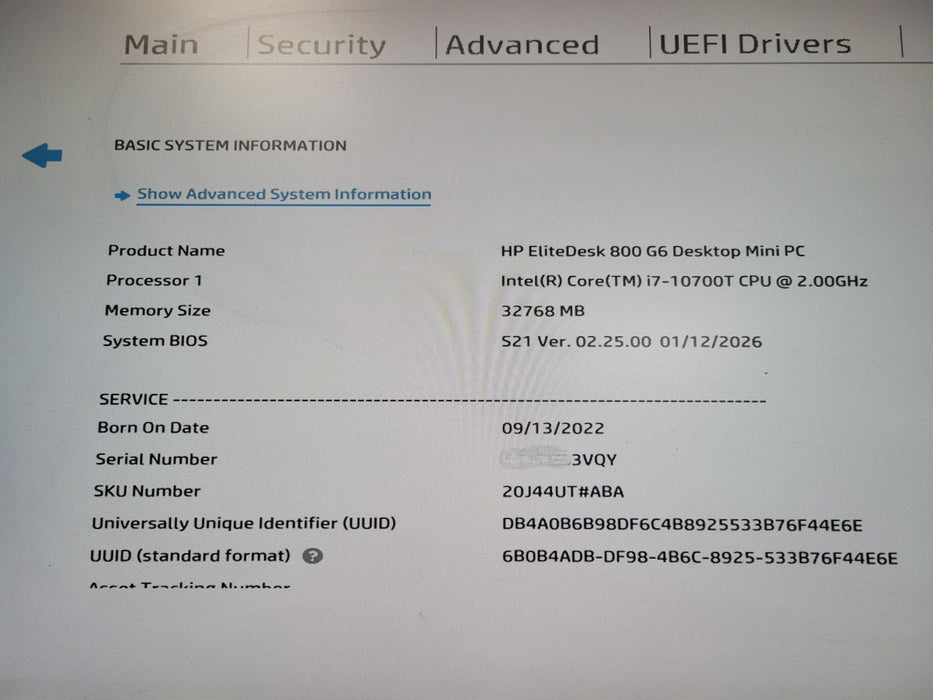 HP EliteDesk 800 G6 Micro i7 - 10700T @ 2.00GHz 32GB DDR4 Ram 256GB NVMe