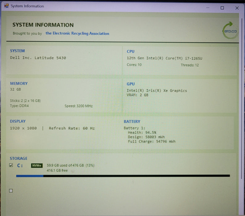 Dell Latitude 5430 | i7-1265U @1.80GHz 32GB DDR4 512GB NVMe