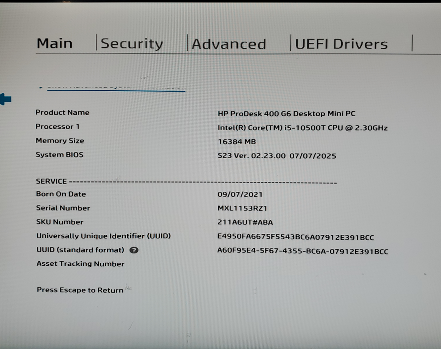 HP ProDesk USFF 400 G6 Mini Intel i5-10500T 16GB RAM  Wi-Fi NO-HDD/SSD