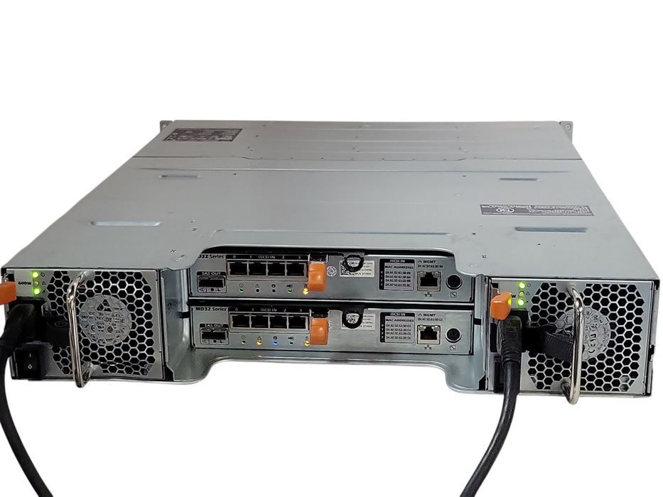 Dell PowerVault MD3200i storage array 2x MD32 iSCSI Controllers 2x 600w, READ