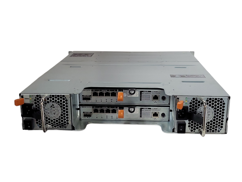 Dell PowerVault MD3200i storage array 2x MD32 iSCSI Controllers 2x 600w, READ