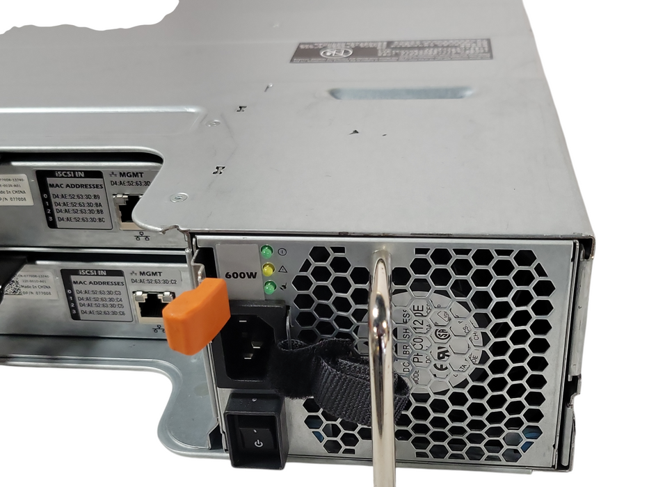 Dell PowerVault MD3200i storage array 2x MD32 iSCSI Controllers 2x 600w, READ