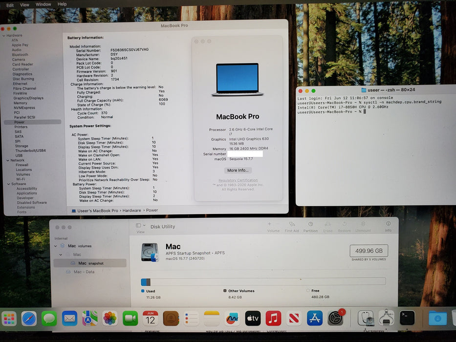 Apple Macbook Pro A1990 2018 15'' Core i7-8850H 16GB RAM 512GB SSD