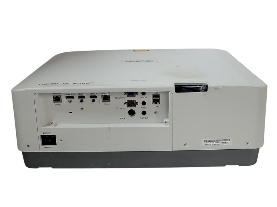 NEC NP-PA653UL 6500-Lumen Laser Projector 1261 Light hours, tested to power on