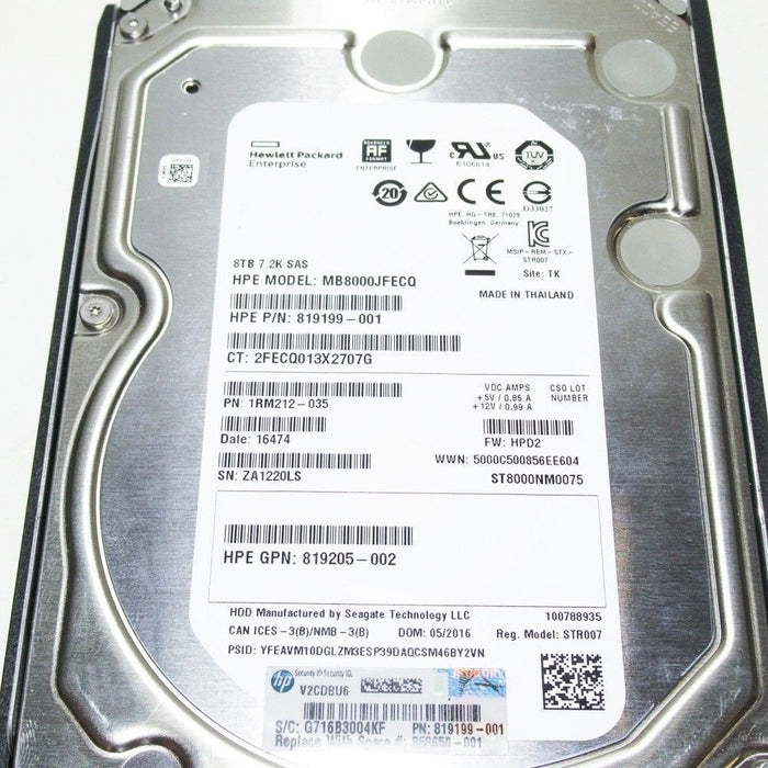 HPE Western Digital MB008000GWRTC 8TB 3.5" Sata HDD 100% Health
