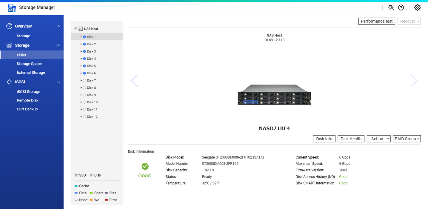 QNAP TS-1269U-RP 12 BAY 6x2TB HDD