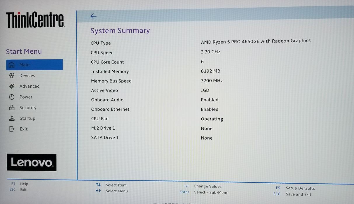 Lenovo ThinkCentre M75q Gen 2 USFF Ryzen 5 Pro 4650GE CPU 8GB RAM No HDD