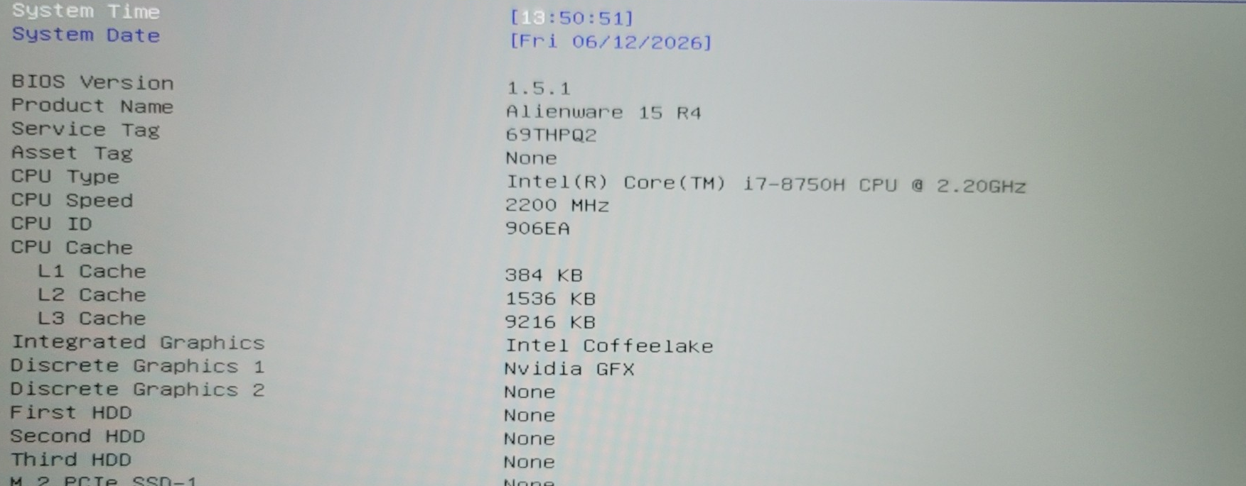 Alienware 15 R4 i7-8750H 16GB DDR4 6GB GTX 1060 NO SSD FOR PARTS/REPAIR