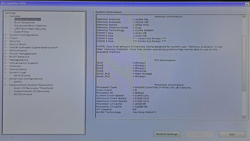 Dell OptiPlex 7070 | i7-9700 @ 3.00GHz 8-Core, 16GB DDR4, 256GB NVMe, 2TB HDD