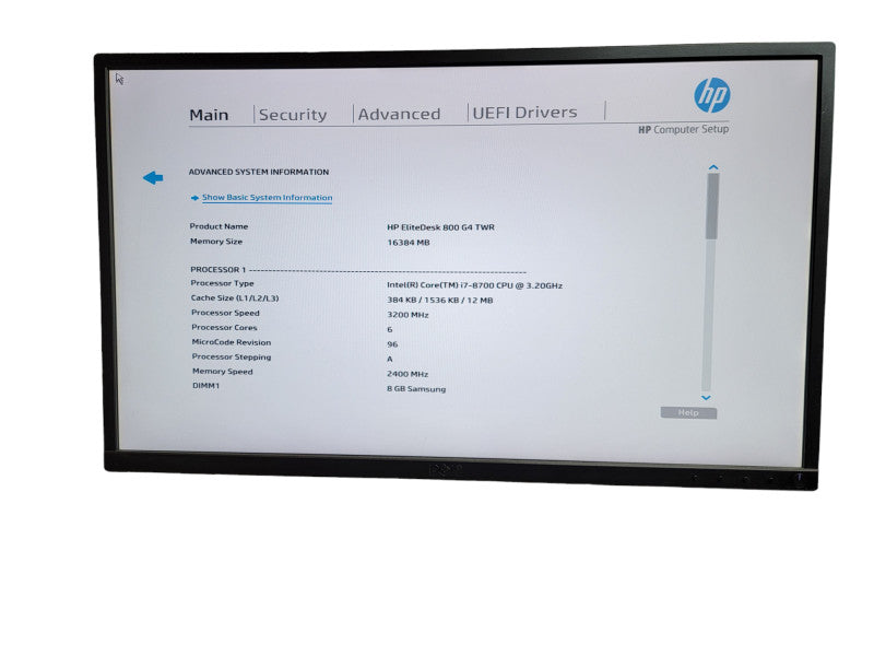 HP EliteDesk 800 G4 TWR Intel i7 - 8700 CPU @ 3.20GHz 16GB DDR4 Ram Î¸