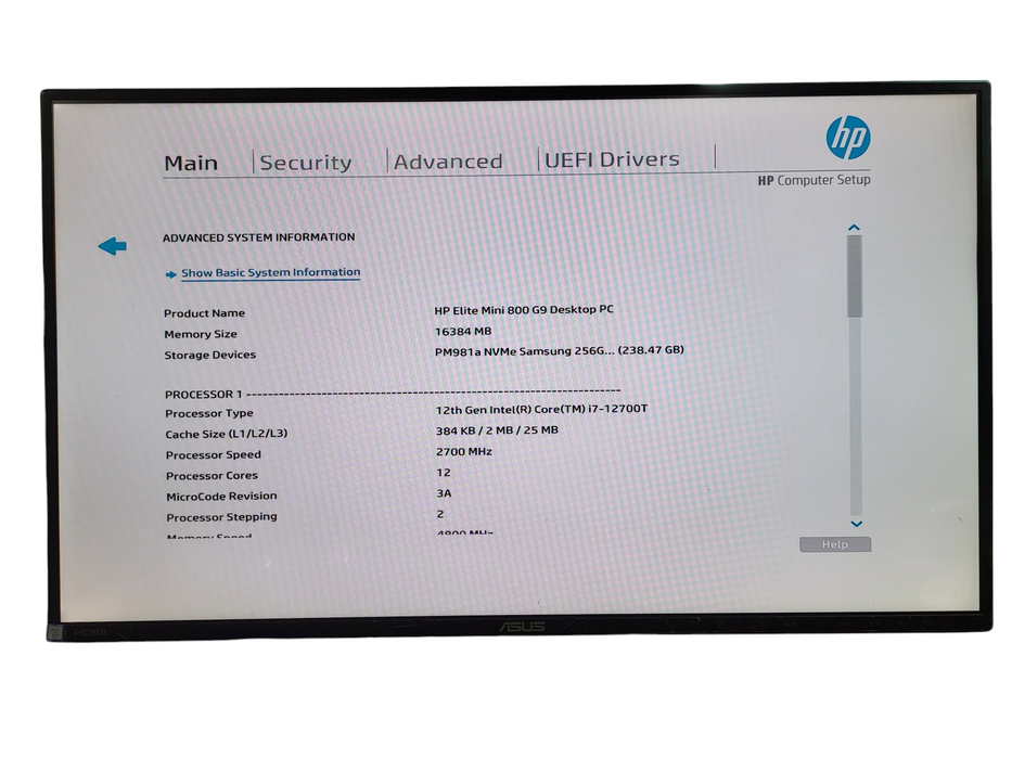 HP Elite Mini 800 G9 PC | Intel Core i7-12700T, 16GB DDR5, 256GB NVMe, Wi-Fi