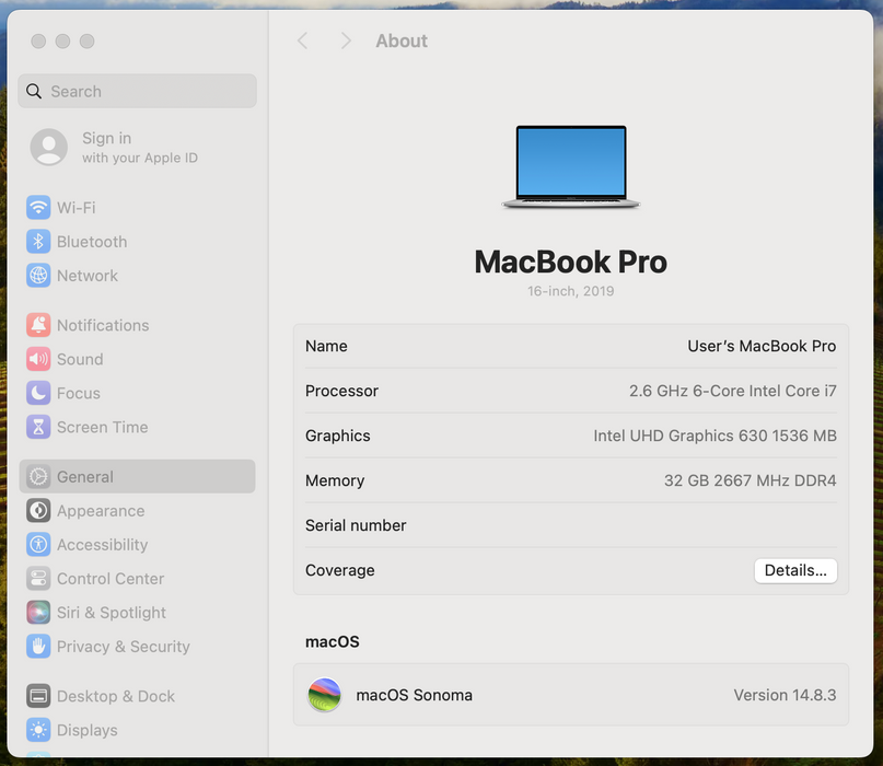 Apple MacBook Pro 2019 A2141, I7-9750H 2.6 GHz, 32 GB DDR4, 1TB Storage, READ
