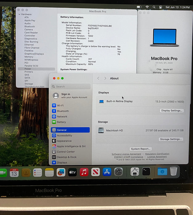 Apple MacBook Pro 13" M1 2020 8GB 256SSD Faulty Touch Bar For Parts/Repair READ!