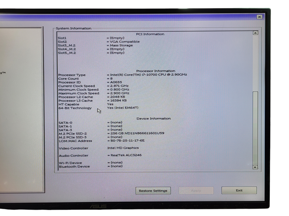 DELL OptiPlex 7080 SFF PC Intel Core i7-10700 16GB RAM 256GB NVMe wifi6