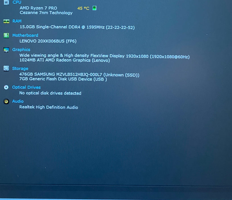 Lenovo ThinkPad T14 Gen 2 AMD Ryzen 7 Pro 5850U 16GB RAM 512GB SSD