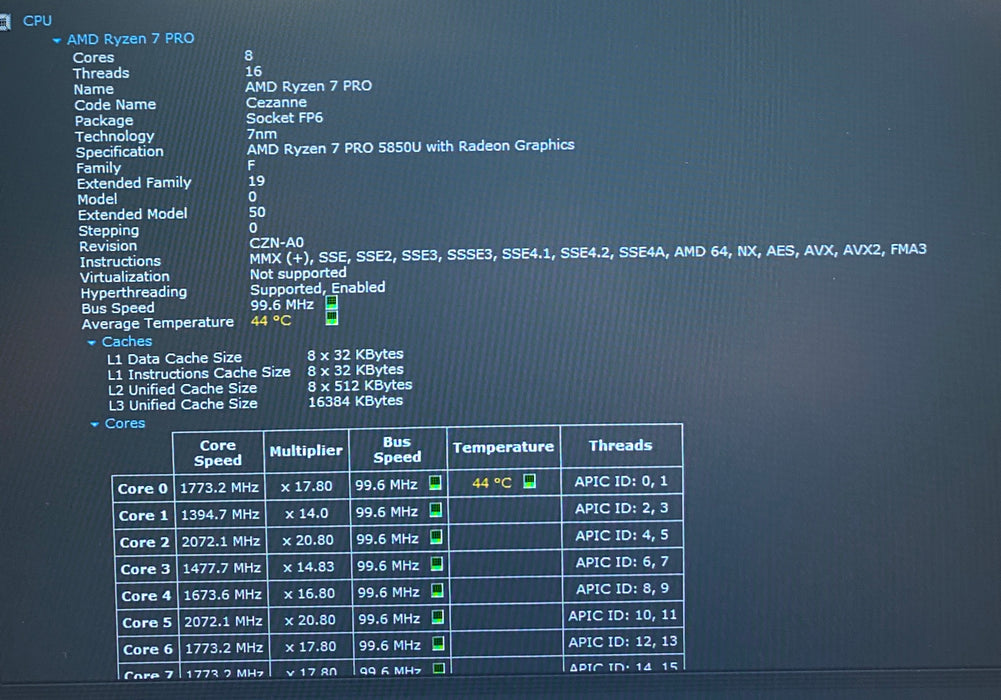 Lenovo ThinkPad T14 Gen 2 AMD Ryzen 7 Pro 5850U 16GB RAM 512GB SSD