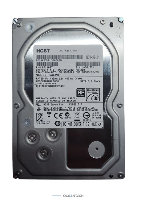 HPE HGST HUS726040AL5214 4TB 7.2K 3.5" SAS 12G HDD 0F22978
