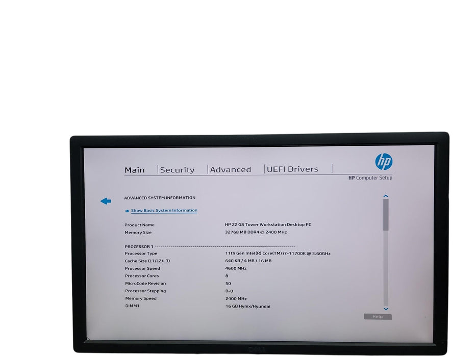 HP Z2 G8 Tower Workstation  11th Gen i7 - 11700k @ 3.60GHz 32GB DDR4 Ram No HDD