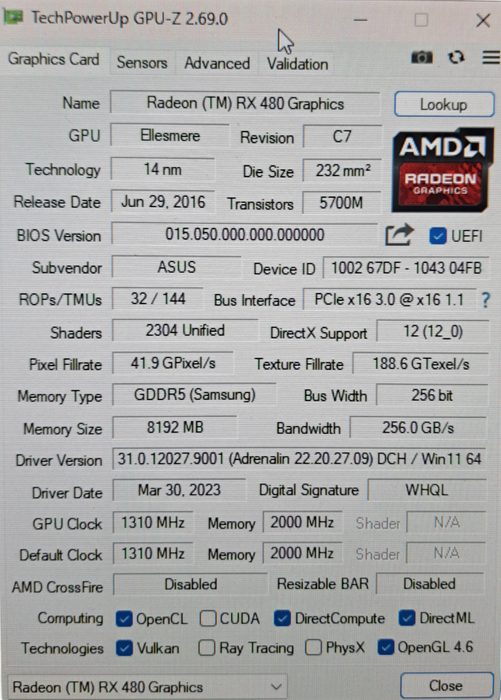 Asus Strix ROG RX 480 | 8GB GDDR5