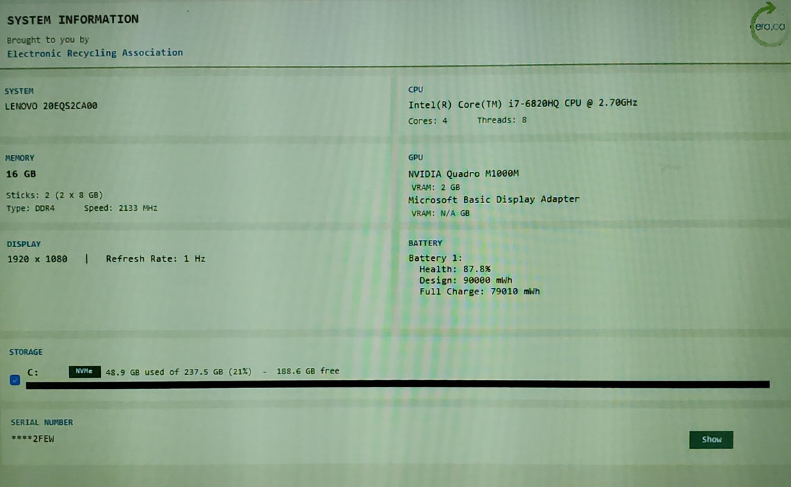 Lenovo Thinkpad P50 Core i7-6820HQ 16GB 256GB SSD Nvidia M1000M READ