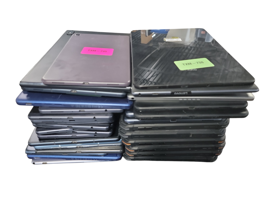 Lot of 34x Android Tablets [Samsung/Lenovo/Acer | USB-C | B Condition][TXM-21]