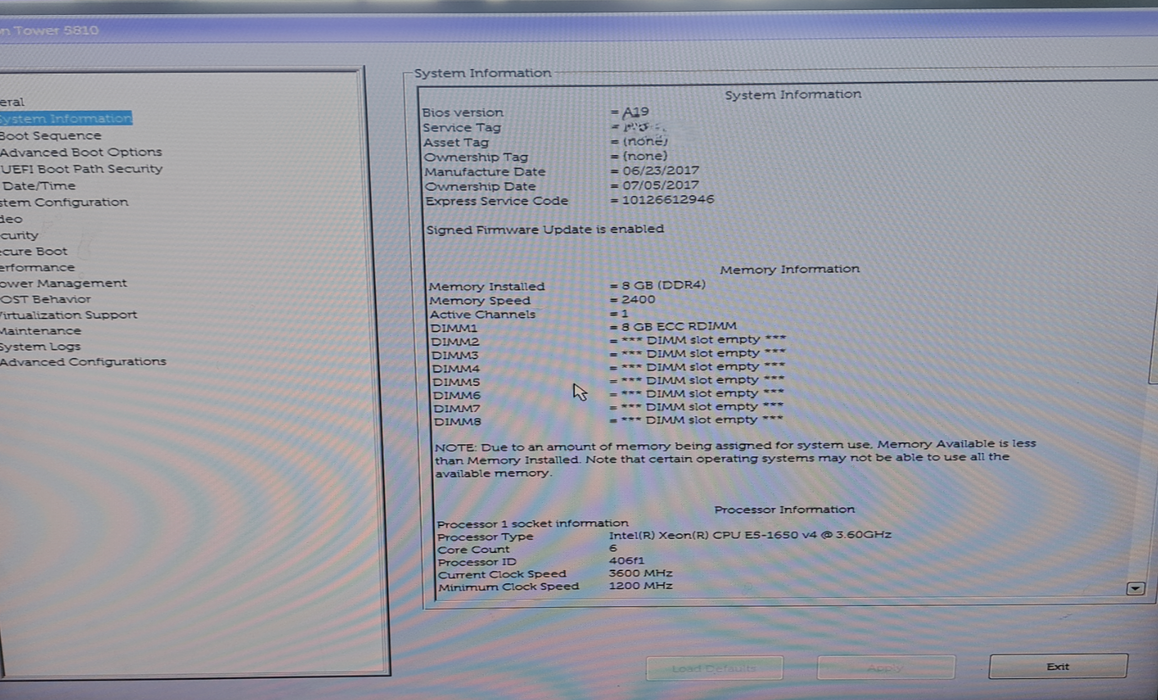 DELL Precision Tower 5810 | Xeon E5-1650 V4 | 8GB DDR4 | NVS 310 |  NO HDD