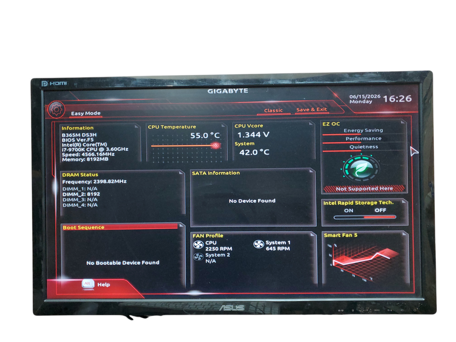 Custom Tower PC, i7-9700K, 8GB DDR4, Gigabyte B365M DS3H Motherboard, No HDD/OS