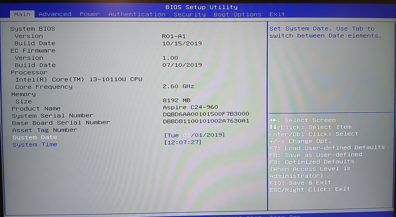 Acer C24-960 AIO w/ Intel i3-10110 8GB RAM NO HDD/SSD/NVME
